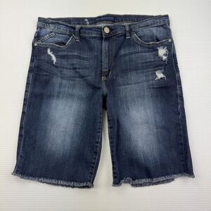 Rock & Republic Kristy Bermuda Jean Shorts Women’s Size 14 Distressed Raw Hem